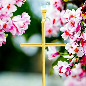 18 Inches Cross Pendant Necklace  14K Yellow Gold Over Sterling Silver